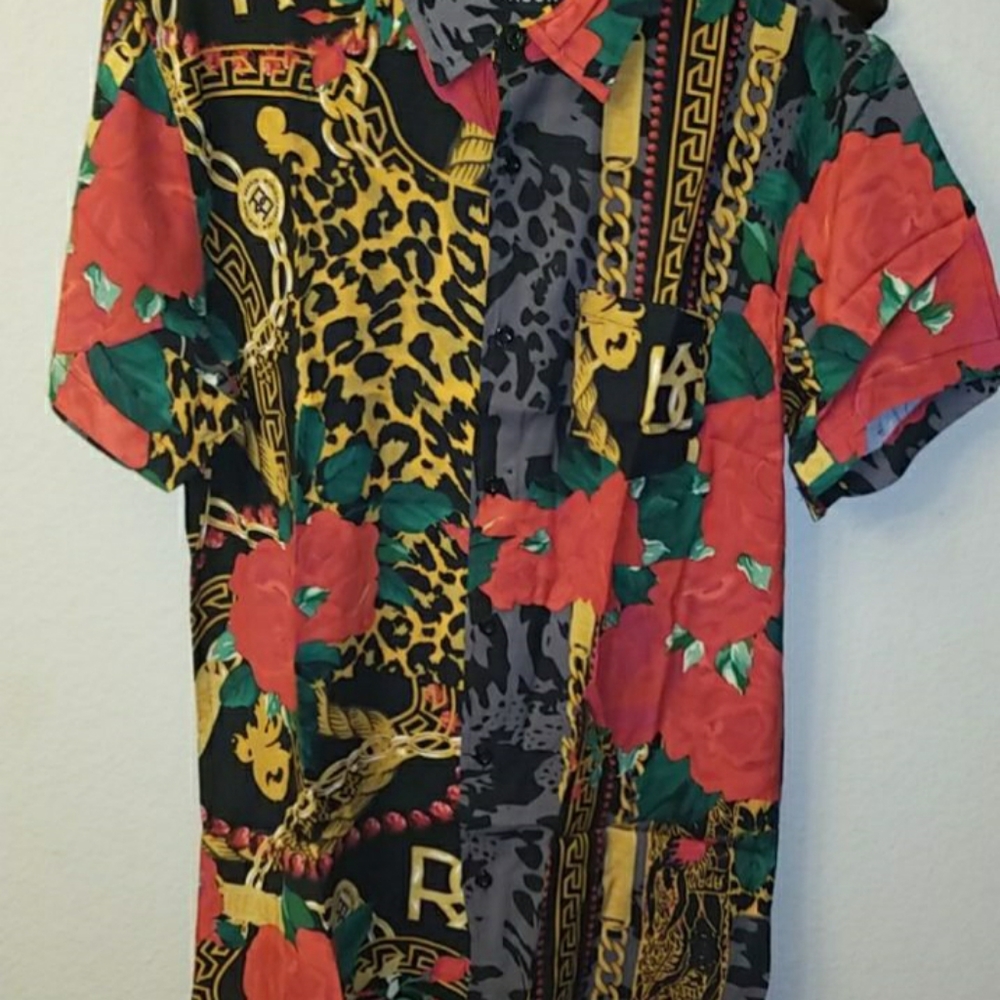 🆕️ Floral Gold Chain Woven Shirt S,M,L,XL - Picture 9 of 10